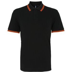 Asquith & Fox Mens Classic Fit Tipped Polo Shirt / Black/ Orange